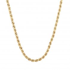 Yellow Gold Semi-Solid Rope Chain Necklace 6mm, 22 Inches