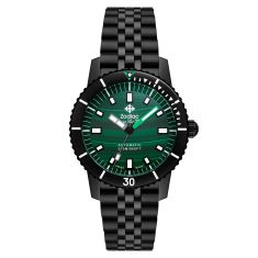 Zodiac Super Sea Wolf Compression Diver Green Malachite Dial Black Stainless Steel Watch 40mm - ZO9314